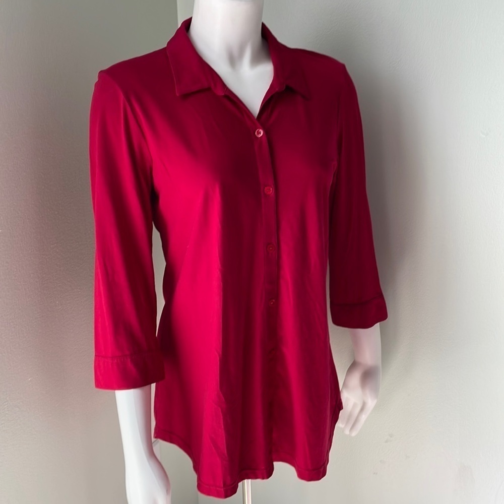 Eileen Fisher red button front shirt